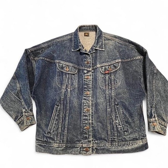 Vintage Lee Denim Jacket Men's XL — Acid Wash Trucker Style — Classic 80s/90s